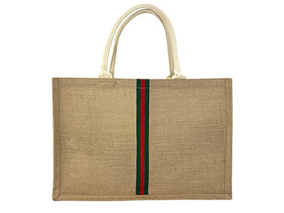 حقيبة قش روطان كبيرة حقيبة يد من القنب بشريط دانتيل شاطئي