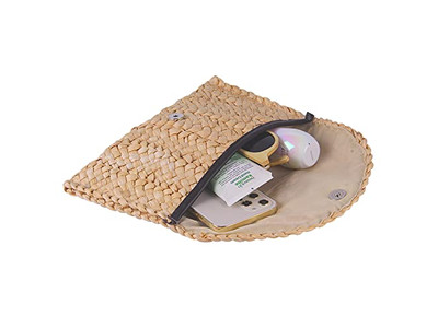 حقائب قش كبيرة من حبل رمادي وشبكة للسيدات وحبات الأرز وسلسلة صغيرة وأفضل جديلة شاطئية