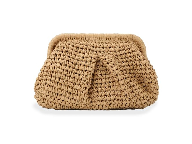 حقيبة كلاتش قش كبيرة بتصميم كرز للفتيات وحقيبة شاطئ بمقبض هاواي وجوفاء للسيدات وحرف