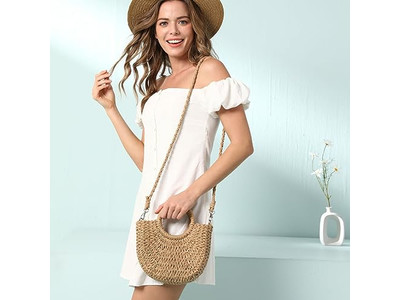 حقيبة قش ملونة سلة شاطئية مضفرة يدوية الصنع من ماليزيا والمكسيك