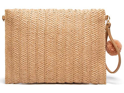 حقيبة قش أسطوانية خضراء للسيدات حقائب يد خفيفة الوزن شبكية للشاطئ