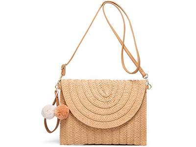 حقيبة قش أسطوانية خضراء للسيدات حقائب يد خفيفة الوزن شبكية للشاطئ