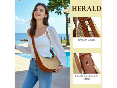 حقيبة قش قابلة للطي مستحضرات تجميل حجم كبير أسطوانية منقوشة دائرية محبوكة