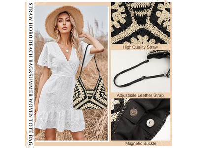 حقيبة كلاتش قش ممتعة حقيبة يد للسيدات دلو ورقي