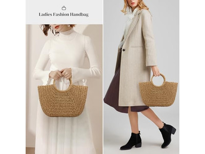 حقيبة قش فاخرة للماكياج وسوق المكسيك وبرتقالية وأكياس نزهة وأرجوانية وأرنب