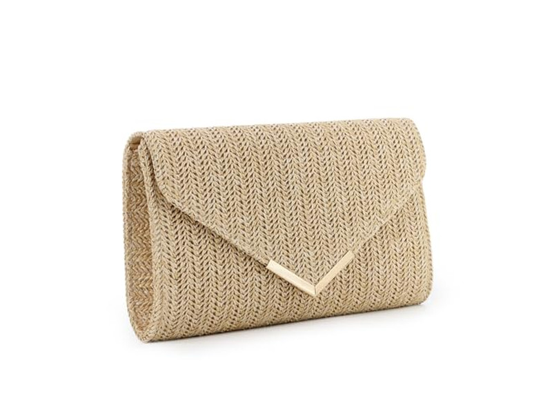 حقيبة قش بسلسلة معدنية صغيرة فاخرة جديدة عصرية لحزمة الشاطئ الكبيرة