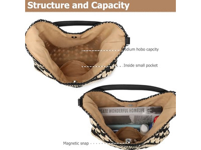 حقيبة قش مكسيكية للفتيات منسوجة بالفراولة ساعة سعيدة
