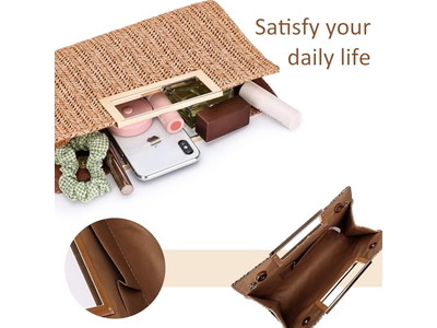 حقيبة قش ورقية فلبينية وردية سلة شاطئ مستطيلة بسيطة