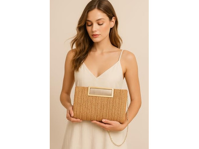 حقيبة قش ورقية فلبينية وردية سلة شاطئ مستطيلة بسيطة