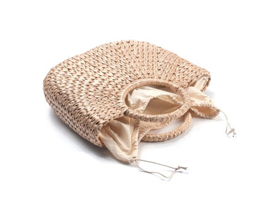 حقيبة شاطئ قش إسبانية صيفية بشعار الفلبين من الجوت والرافيا مع نافذة