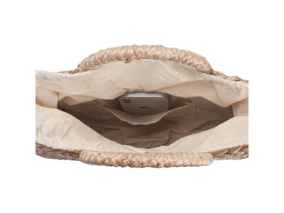 حقيبة شاطئ قش إسبانية صيفية بشعار الفلبين من الجوت والرافيا مع نافذة