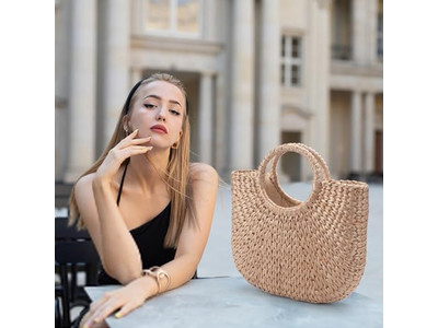 حقيبة شاطئ قش إسبانية صيفية بشعار الفلبين من الجوت والرافيا مع نافذة