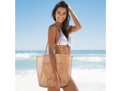 حقيبة قش قطعة واحدة للأطفال الصغار مع بطانة هامش قماشية ولؤلؤ وشريط