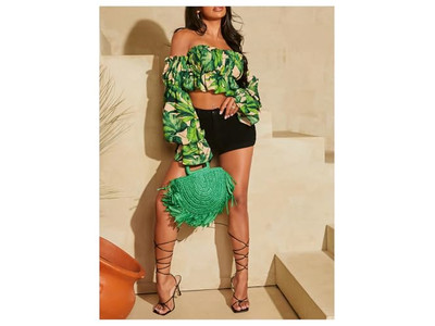 حقيبة قش ملونة للفتيات لهاتف النساء تغليف بالجملة مع دانتيل