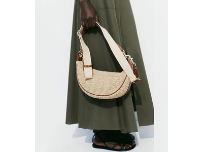 حقيبة قش مع حزام لؤلؤي للشاطئ