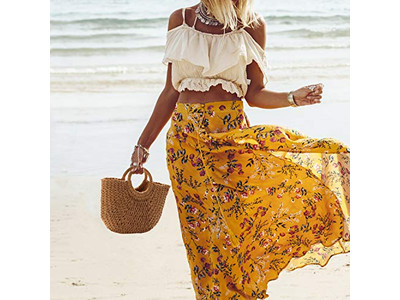 حقيبة قش مع حقائب جلدية للعطلات الشاطئية وحقائب كلاتش