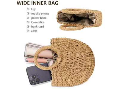 حقائب قش تصميم كبير جدًا دلو حقيبة كتف زفافية قابض بوم