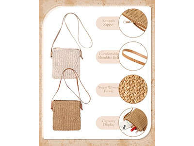 حقيبة كلاتش قش وردية صغيرة بحزام سحب عصري من الجوت