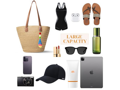 حقيبة يد قش للنساء حصيرة شاطئية حقيبة توت منسوجة من الجوت