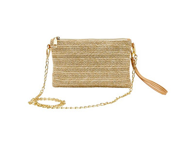 حقائب قش مبطنة بحجر الراين مطرزة بألوان حلوى لحقائب وصيفات العروس