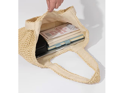 حقيبة قش صيفية كبيرة للشراء بقوس وشبكة جافة وحمراء لأطفال البحر ومجموعة شفاه وصندوق وحقيبة يد وحصيرة