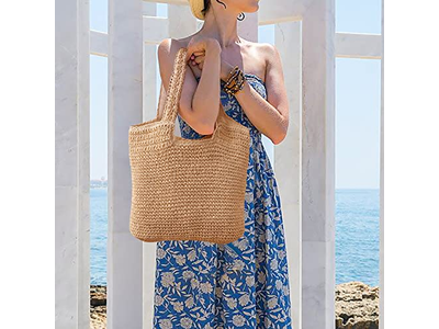 حقيبة قش صيفية كبيرة للشراء بقوس وشبكة جافة وحمراء لأطفال البحر ومجموعة شفاه وصندوق وحقيبة يد وحصيرة