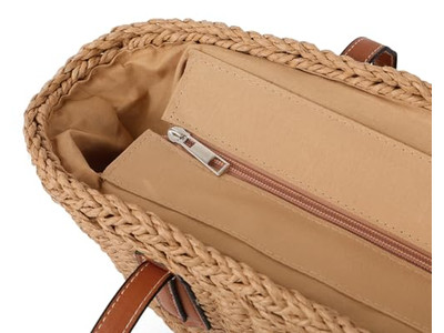 حقيبة قش دراماتيكية كبيرة بتصميم بوهيمي للأطفال بعبوة مزدوجة