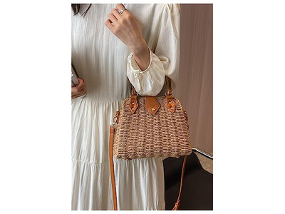 حقيبة قش شاطئ النخيل ورقية دائرية بوهو حقائب البحر