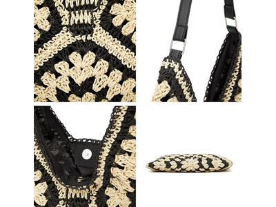 حقيبة قش ورقية مضفرة للنساء مجموعة حقائب يد قوس قزح